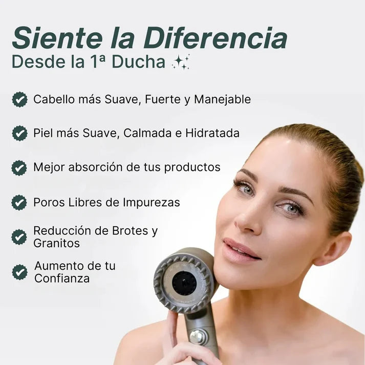 Cabezal De Ducha Con Filtro Antical y Anticloro Para Cuidar Tu Piel y Tu Cabello.